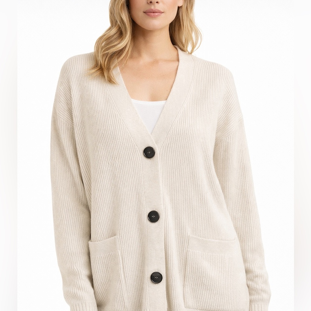French Connection Cream Button-Up Cardigan - Size S